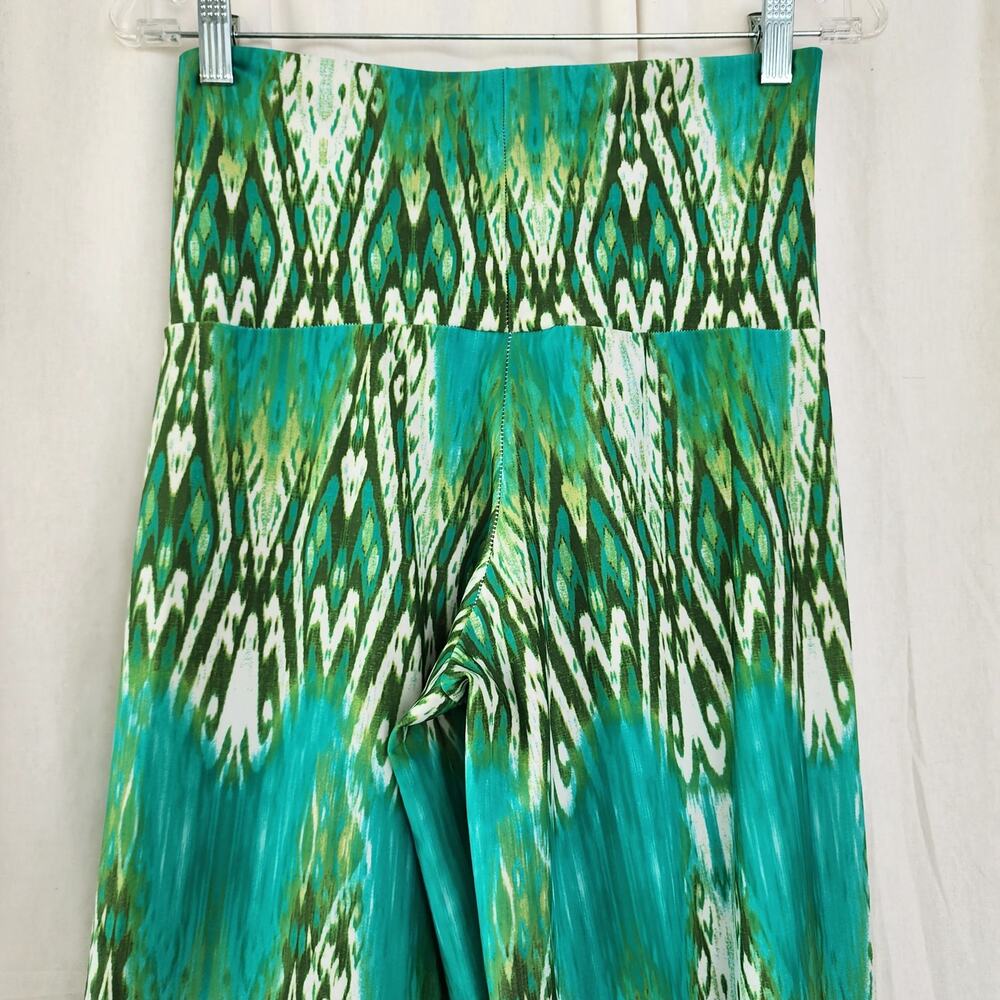 Patti Biggs Vintage green Palazzo pull-on Pants M Hippie Boho Tropical tencel - Picture 8 of 11